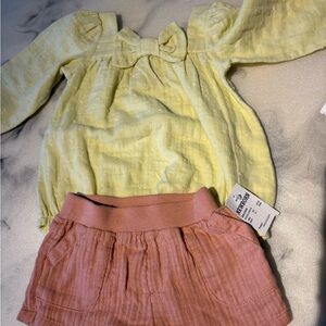 Brown shorts yellow onesie